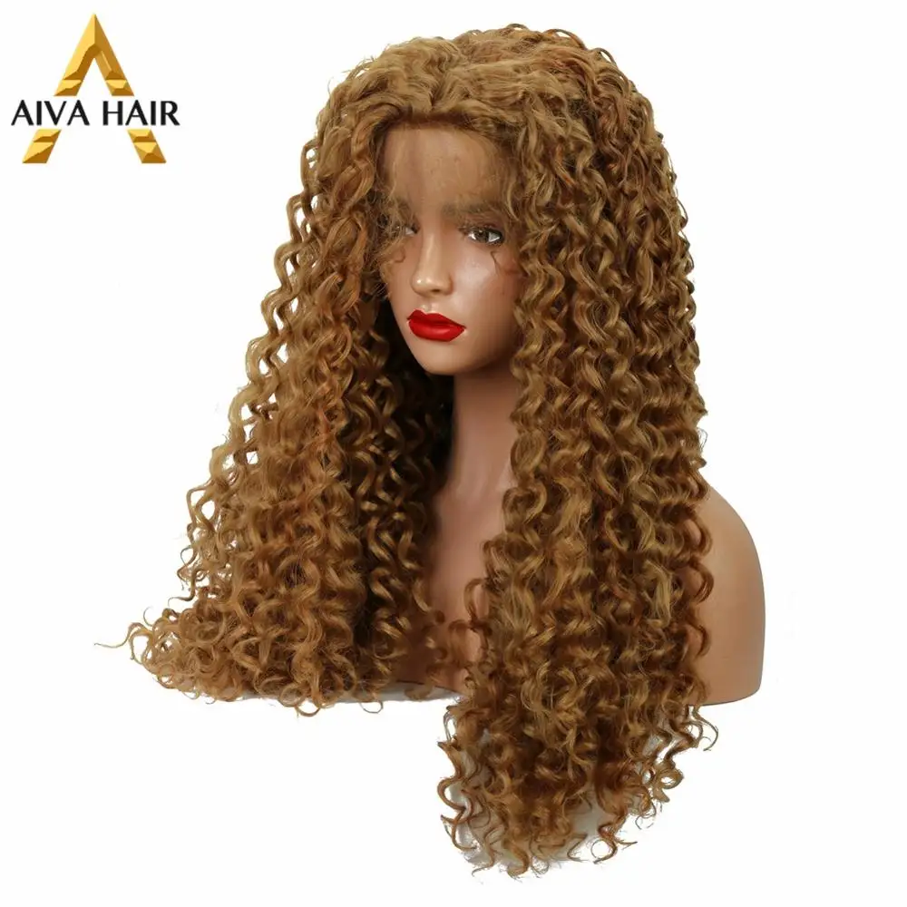 Парик с кудрявыми синтетическими кружевами для чернокожих женщин Aiva | Шиньоны и