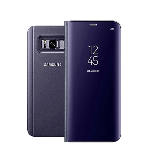 Purple Samsung зеркальный Прозрачный чехол для samsung Galaxy S8 SM-G9500 S8+ S8 Plus SM-G9550 S-View флип-чехол с подставкой - Цвет: Purple