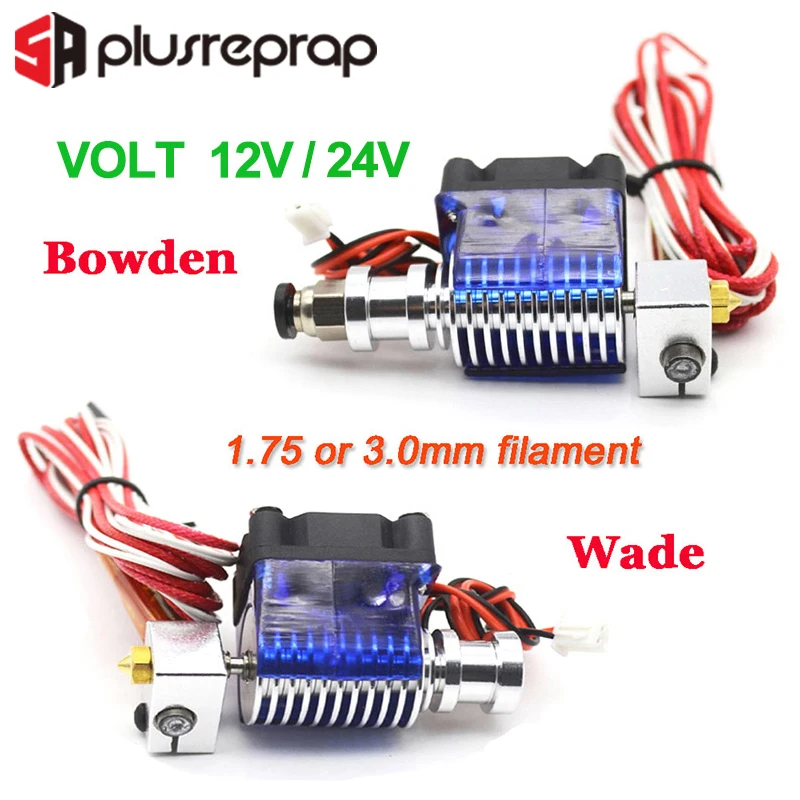 V6 J-head 12V 24V все металлические Hotend Уэйд или экструдер Bowden в нагреватель термистор Вентилятор Насадка теплоотвод для 1,75/3 мм 3D-принтеры часть