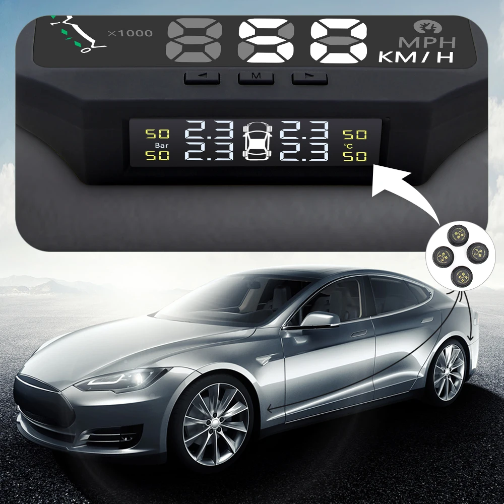 HA-X30 дисплей HUD+ TPMS Автомобильная электроника измеритель скорости OBD OBD2 HUD Дисплей автомобильный проектор скорости цифровой бортовой компьютер