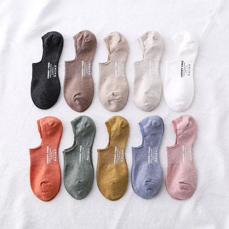 

5 Pairs Fashion Socks Cotton New Summer Women Socks Cartoon Cotton Women's Ankle Candy Color Lady Short Socks Slippers For Women