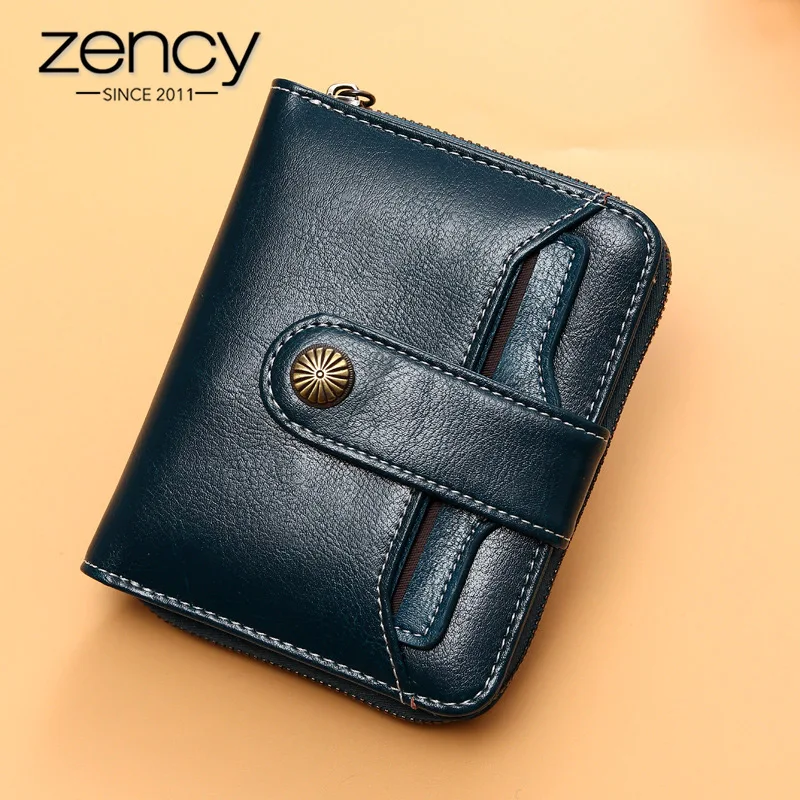 Модные женские кошельки Zency из 100% натуральной кожи Дамский короткий кошелек на