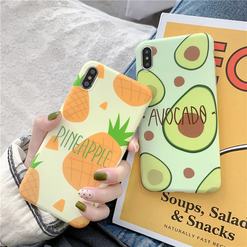 IUENUA Pineapple Avocado Case For iPhone XS MAX X XR Cover 7 8 Plus 6 S Cute Fruit Soft Silicone Phone |