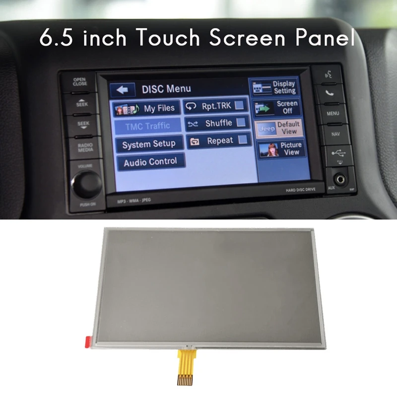 

6.5 Inch Press Screen Panel Glass Digitizer for Jeep Wrangler Dodge Journey Ram Nitro Radio Navigation LQ065T5GG64