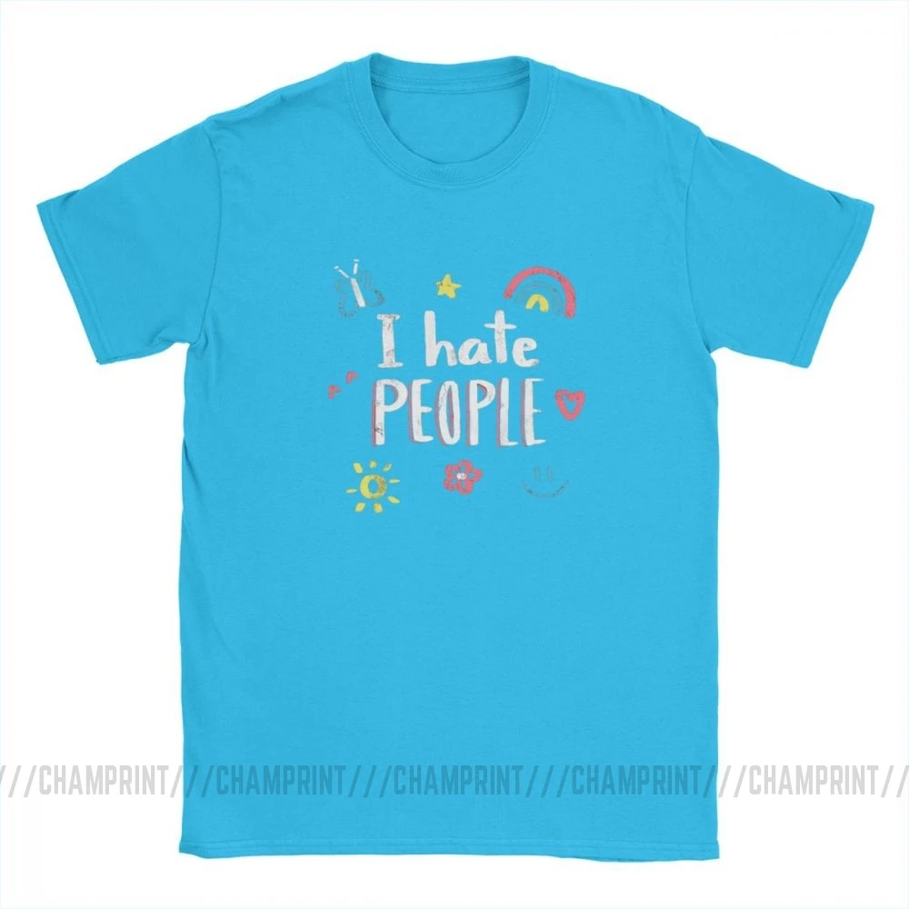 Королевский синий Футболки с надписью «I Hate People Humor» для мужчин, топы с изображением улыбки радуги, цветов и бабочек, одежда с коротким рукавом, футболки из хлопка с графическим принтом - Цвет: Королевский синий