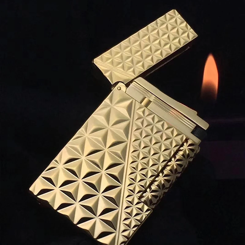 

100% New vintage dupont bright sound gas lighter windproof copper body for cigarette