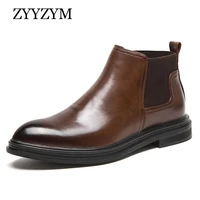 zyyzym men chelsea boots 2021 autumn winter new bootie business plush keep warm ankle short boots for men