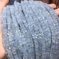 natural aquamarines stone square shape scattered beads for women jewelry making necklace diy bracelet accessories size 4mm