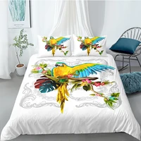 beautiful flamingo swan parrot print bedding set adult children cartoon animal bed cover pillowcase home textile