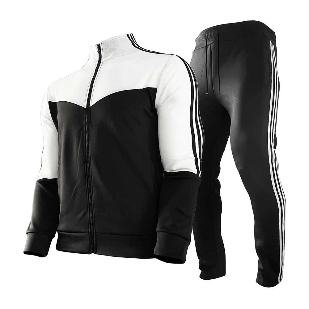 

2021 New Spring Autumn Men And Women Youth Patchwork Striped Sports Casual Zipper Cardigan Jacket+Trousers Fashion 2-Piece Suit
