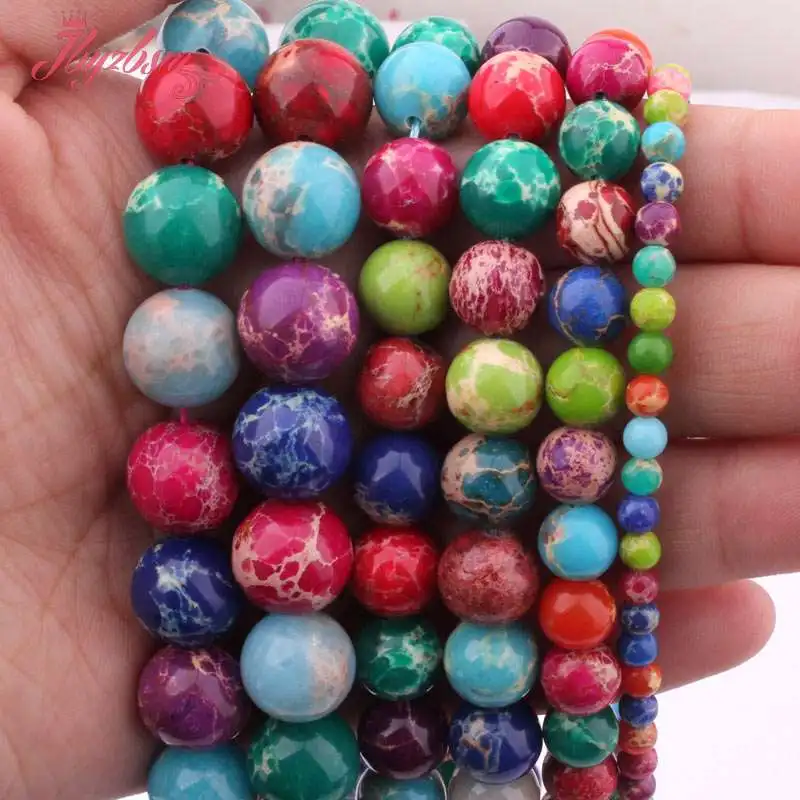 6 8 10 12mm Round Smooth Mixed Color Sea Sediment Stone Beads Strand 15&quot For DIY Necklace Bracelats Jewelry Making Free Shipping |