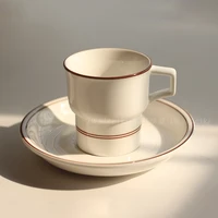 porcelain coffee cup nordic hand painted brown line coffee cups saucer home tasse a cafe household drinking utensils ef50cc