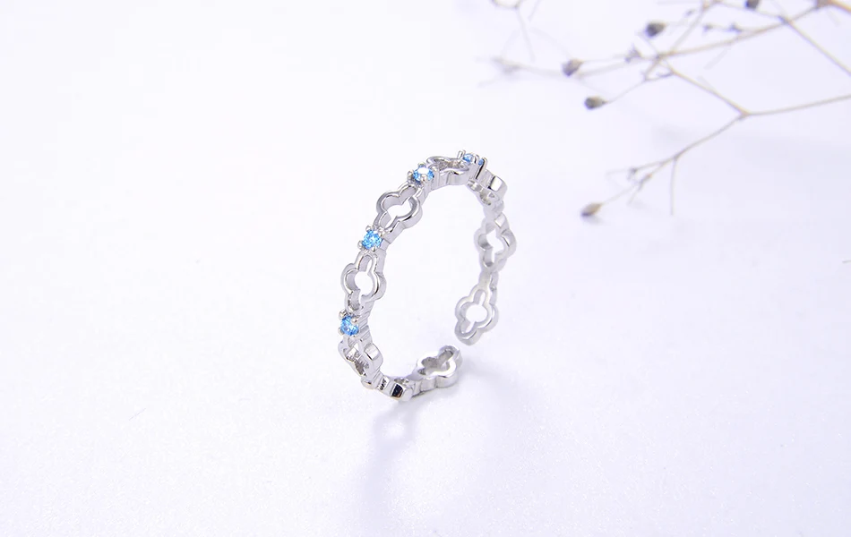 ORSA JEWELS кольцо чистый 925 Серебряные Регулируемые кольца для Для женщин 4 стиль Дополнительный синий и ясно AAAA фианит укладки вогнутые кольца ювелирные изделия SR140