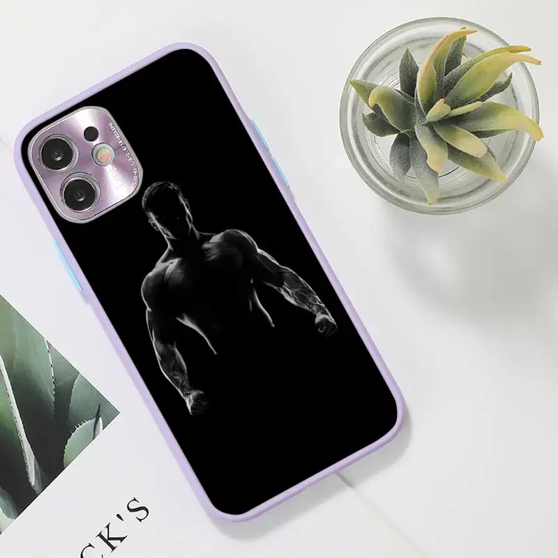 

Bodybuilding Gym Fitness Phone Case Color Matte Transparent for iPhone 7 8 11 12 s mini pro X XS XR MAX Plus funda