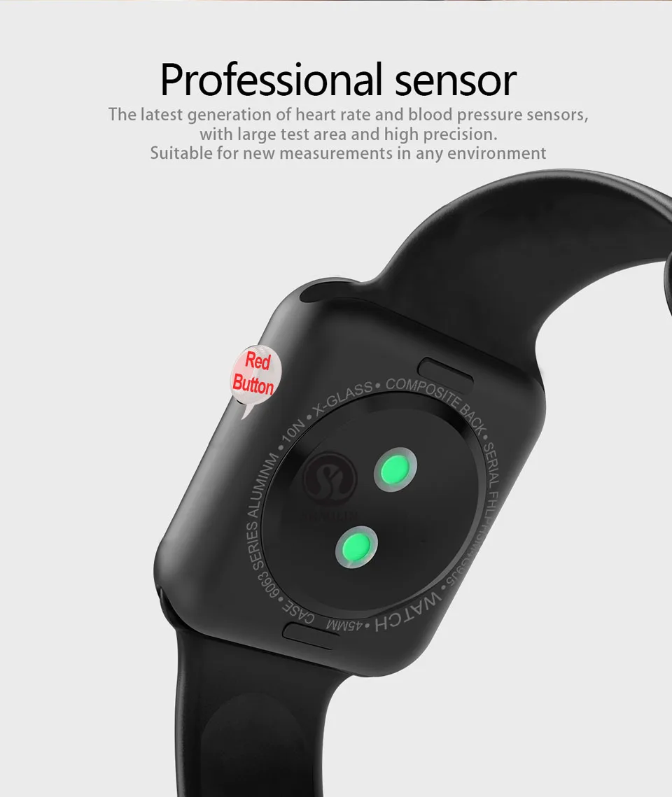 Bluetooth Смарт-часы спортивные умные часы для Apple iOS iPhone 4 5S 6 6s 7 8 X Plus Xiaomi 2 sony 3 Android телефоны(красная кнопка