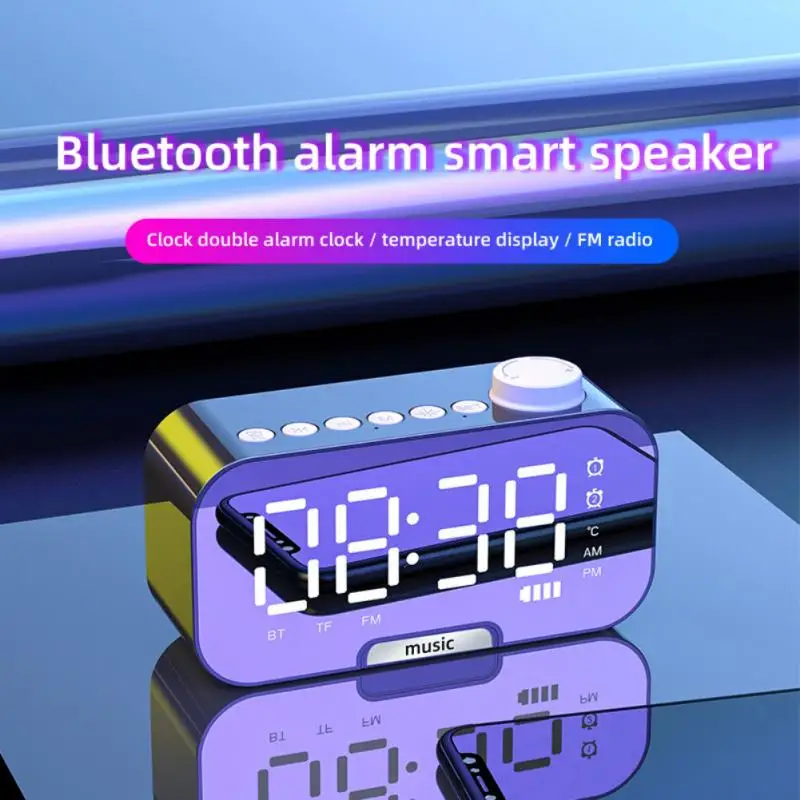 

Multifunction Wireless Speaker Bluetooth-compatible Portable Mini Mirror Alarm Clock Support TF Card Speaker LED Alarm Clock