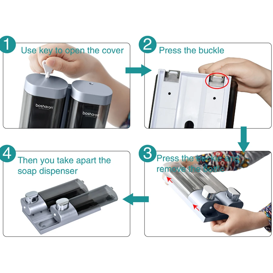 Диспенсер для шампуня настенный одиночный тройной душ Кухонное блюдо моющее