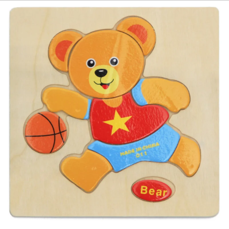 

New Wooden 3D Educational Children's Toys Cartoon Animal Wooden Puzzle Montessori Desktop Development Intellectual Toys
