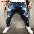 Новинка 2021, Классические мужские джинсы, дизайнерские облегающие брюки для мужчин, повседневные обтягивающие прямые осенние уличные брюки MOOWNUC