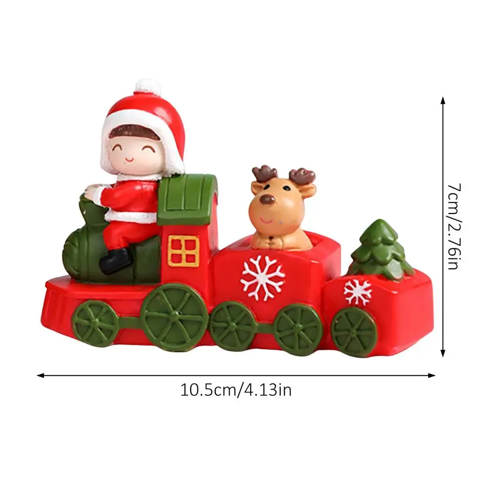 Cute Christmas Train Ornament Table Top Tree Resin Decorations Santa Claus Snowman Reindeer Figurine Statue Room Min | Дом и сад