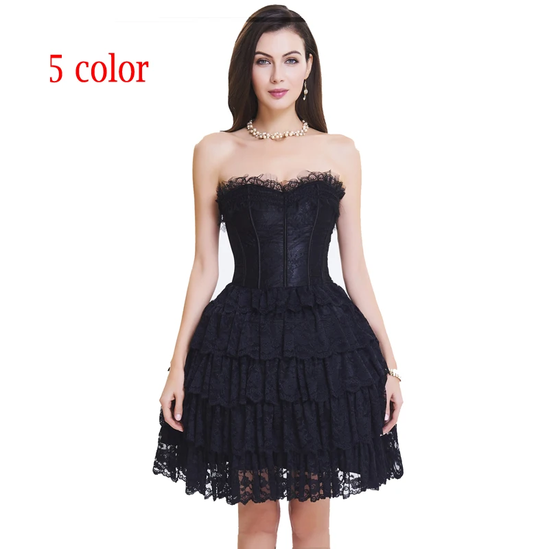 Корсет с платьем стимпанк готический корсет для женщин похудения Сексуальная