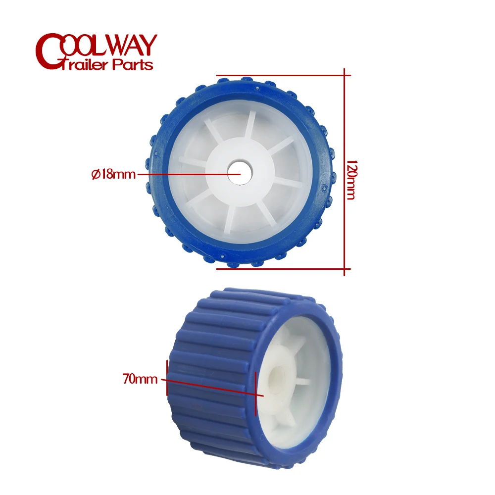 Вращающиеся ролики для лодочного прицепа 4-дюймовые синие ребристые мягкие