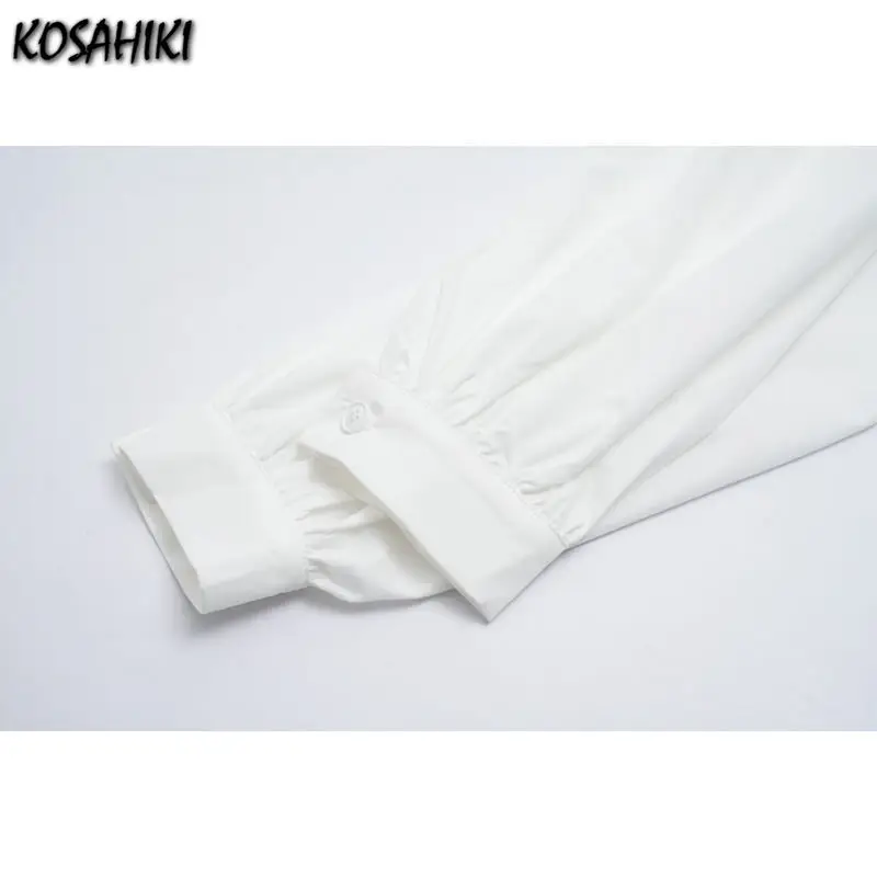

KOSAHIKI Two Pieces Set Dress Women Lace Bandage Vest + White Long Slsve Shirt Dress 2021 Spring Summer Korean Chic Outfits