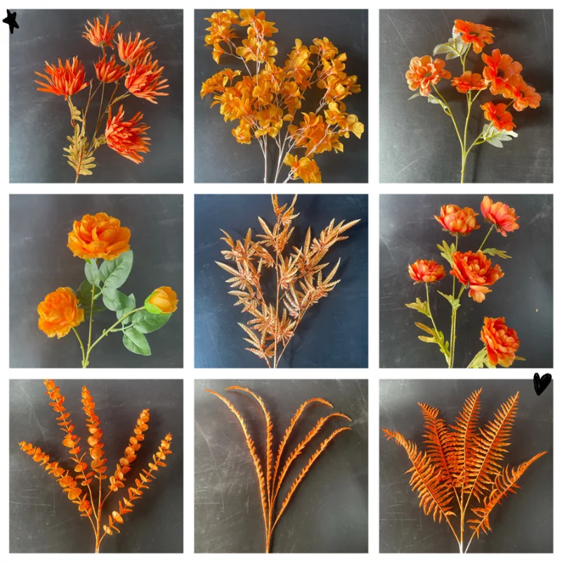 Искусственные шелковые цветы оранжево-желтая Гортензия пион искусственный