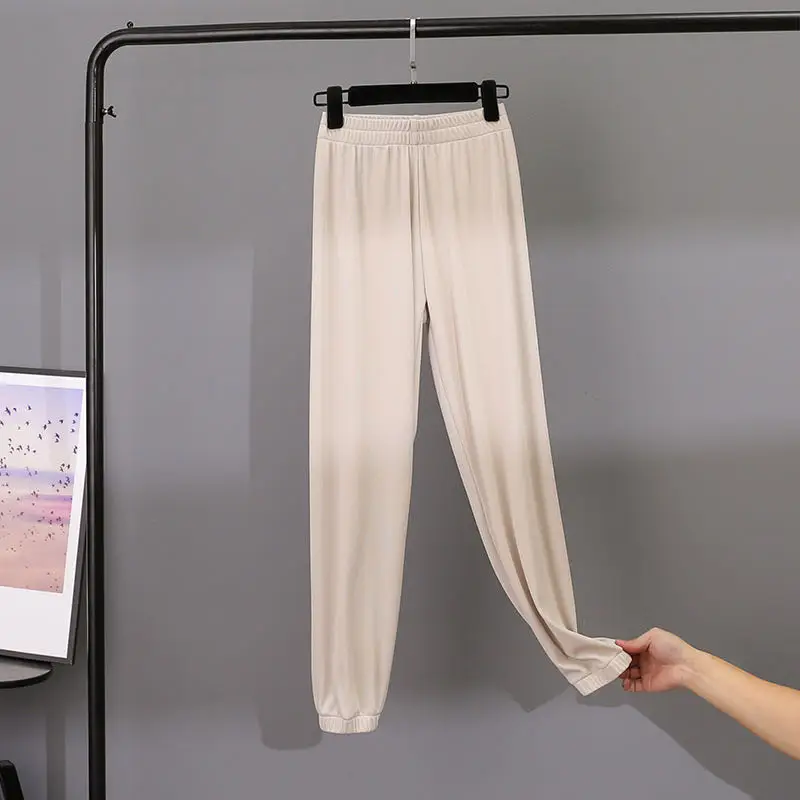 Модные женские логгинсы брюки-карго из ледяного шелка брюки с высокой эластичной