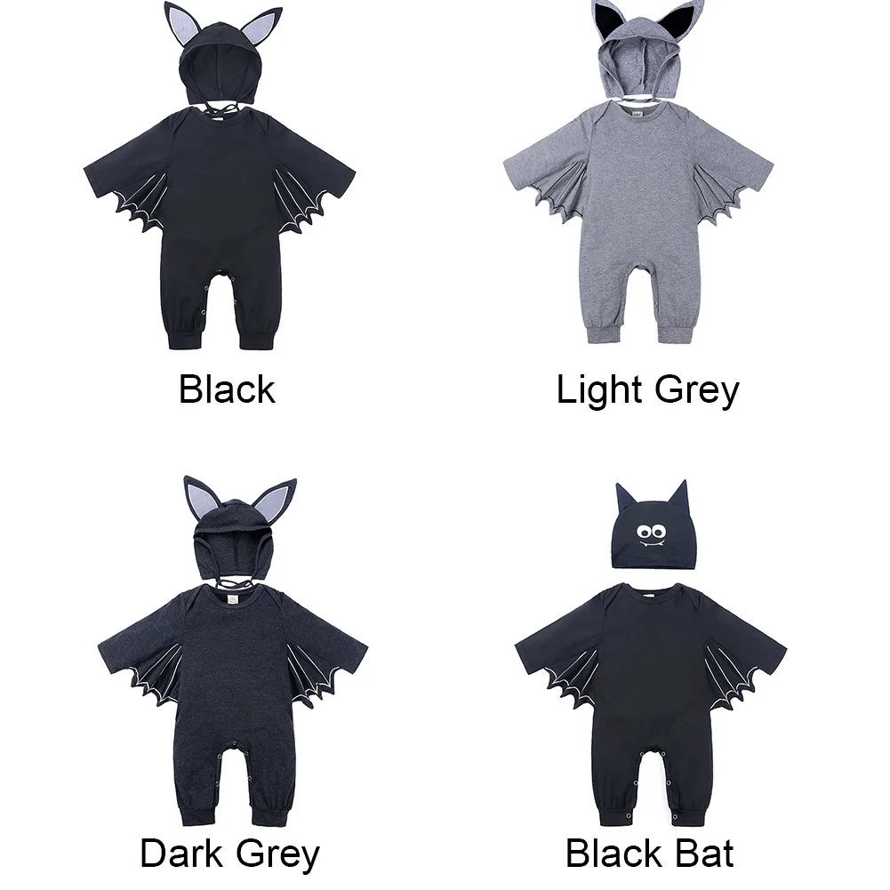 

Boy Romper Hat Halloween Outfit Baby Clothes Set Cute Bat Fashion Round Neck Comfortable Long Sleeve Soft Autumn Costume Newborn