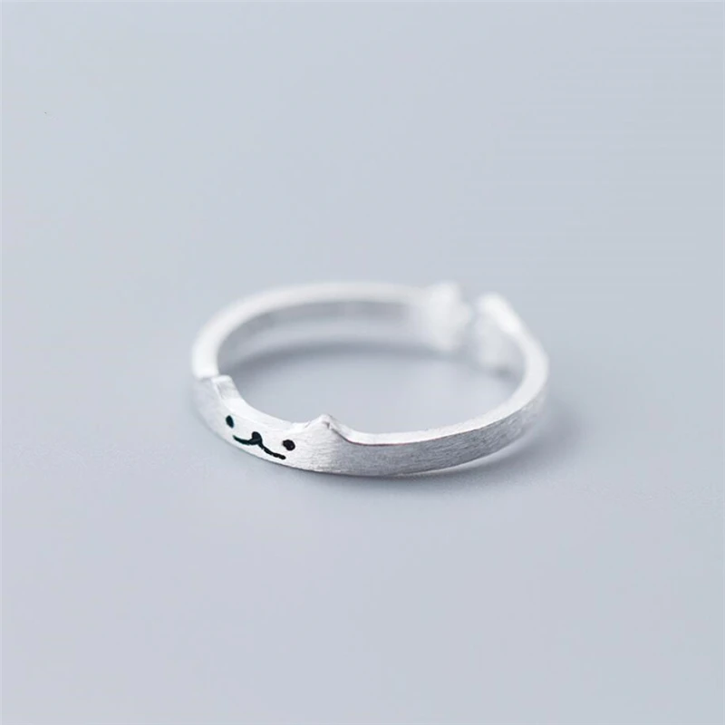 

Женское кольцо с изменяемым размером, Открытое кольцо из стерлингового серебра 925 пробы с милым котом