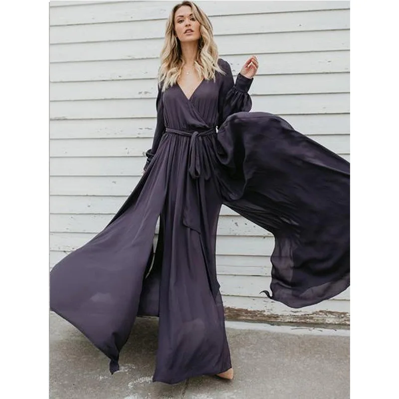 BGW 2019 вечернее платье с длинными рукавами сексуальное v образный вырез Сплит