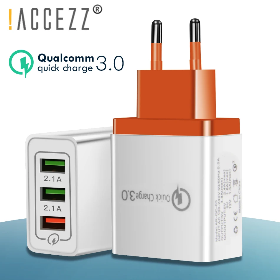 ! ACCEZZ универсальное 18 Вт быстрое зарядное устройство 3 0 USB с европейской вилкой QC3.0