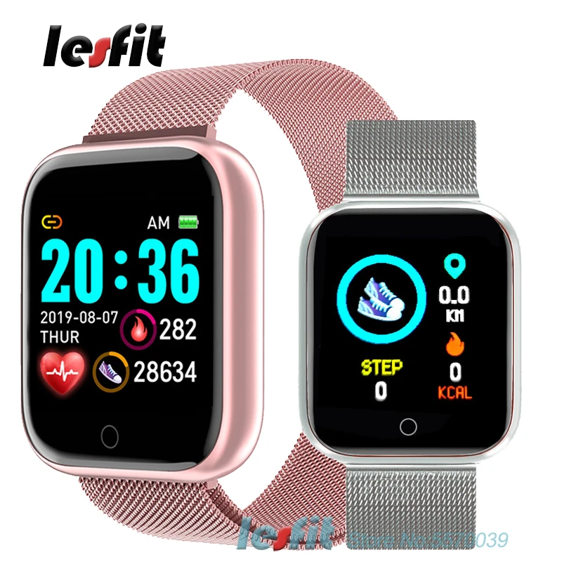 Lesfit розовый смарт браслет женские наручные часы мужские спортивные Bluetooth Android