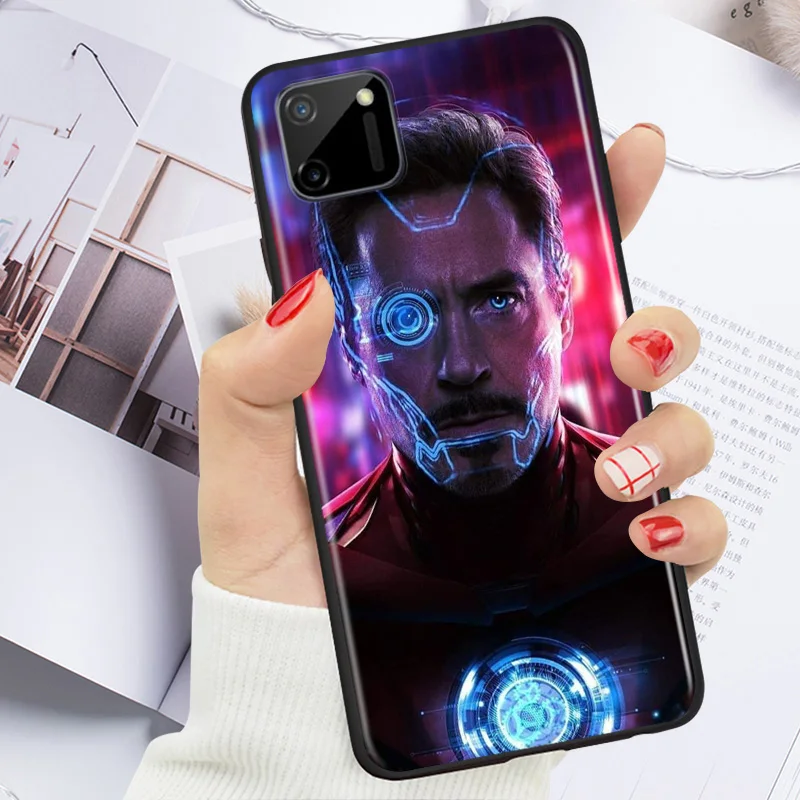

Marvel Avengers Iron Man Super Hero For OPPO Realme 7i 7 6 6S 6i 5 5S 5i 3i Narzo 10 20 Pro Global TPU Silicone Black Phone Case