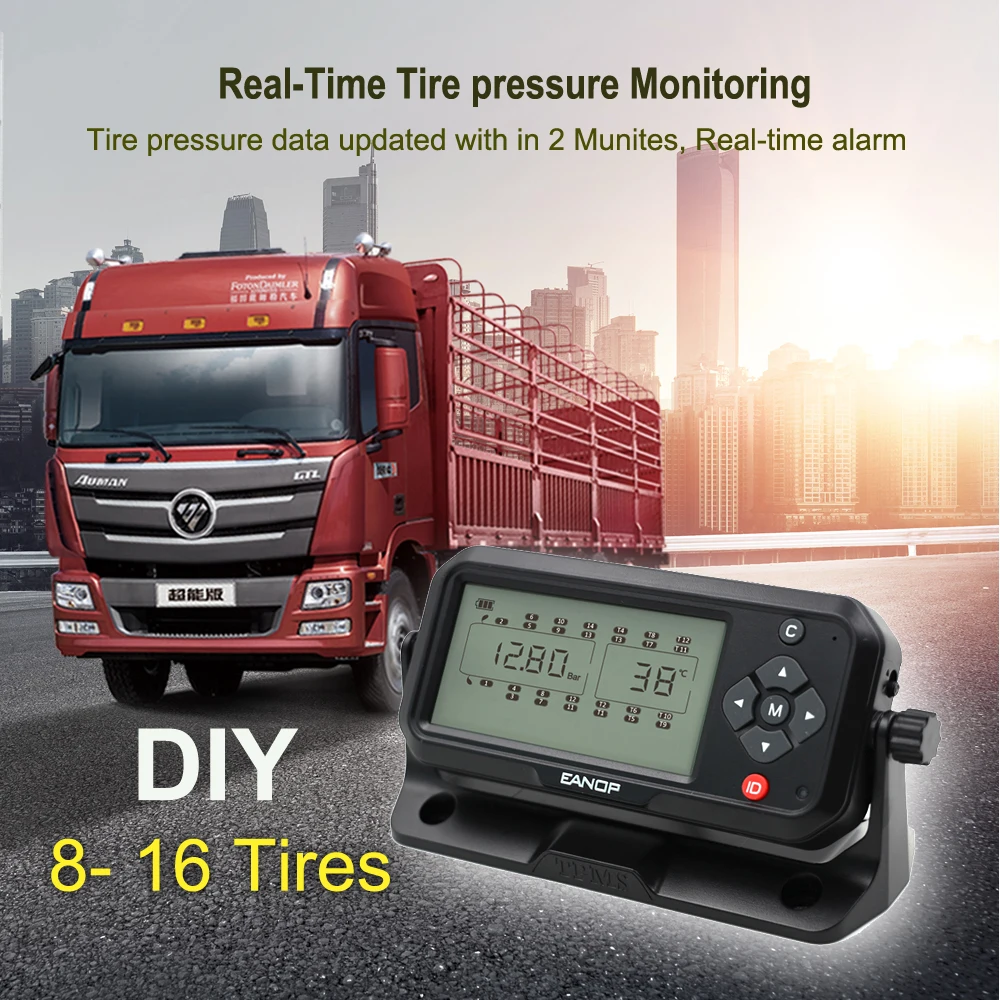 EANOP TPMS 8/14 колеса ЖК-дисплей Система контроля давления в шинах DIY Грузовик TPMS для автомобилей, автобусов, прицепов
