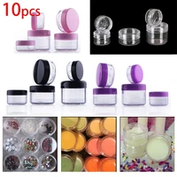 10pcs x 2g-20 Gram Empty Clear Plastic Sample Container Round Cosmetic Jar Cream Lotion Nail Make Up Powder Pot   2 mini Spatula