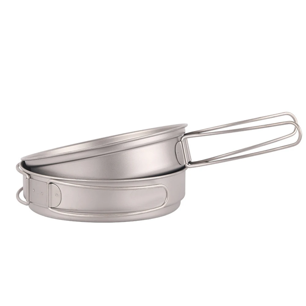 

Lixada Ultralight Titanium Frypan Bowl Outdoor Camping Frying Pan Hiking Backpacking Cooking Frying Pan with Foldable Handles