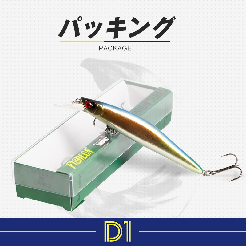 

D1 minnow fishing lure 85mm 12g 100mm 13.5g sinking trolling freshwater trout pike FM12 peche isca artificial