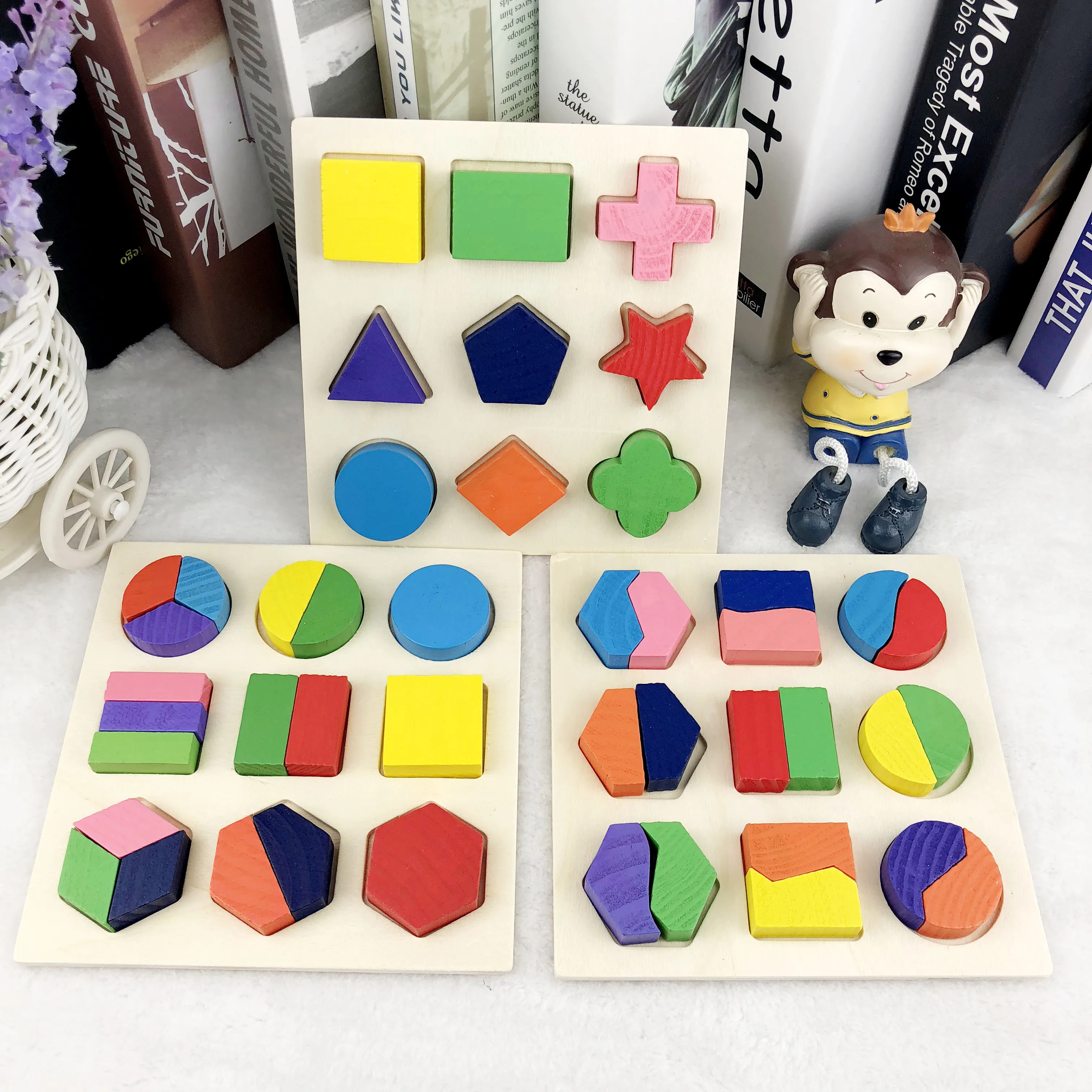 Деревянные геометрические формы головоломка Монтессори Сортировка