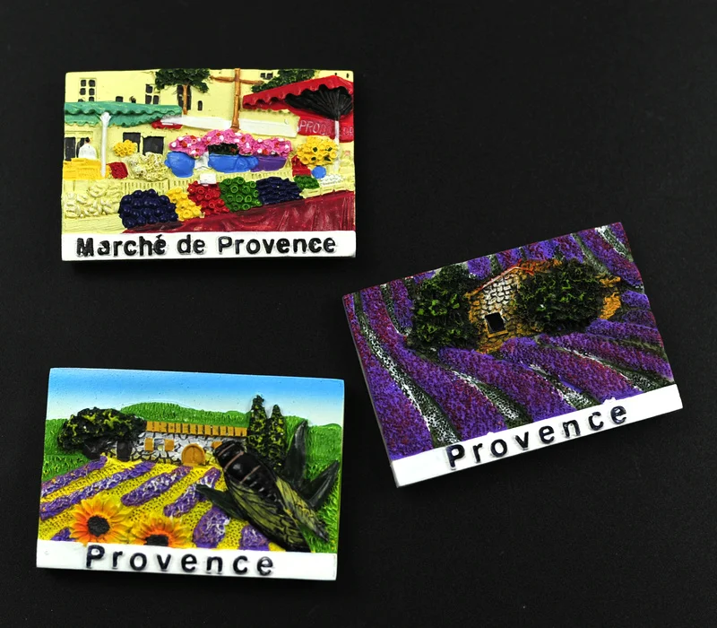 Квадратный магнит для холодильника 3D Французский Прованс лаванда дорожный