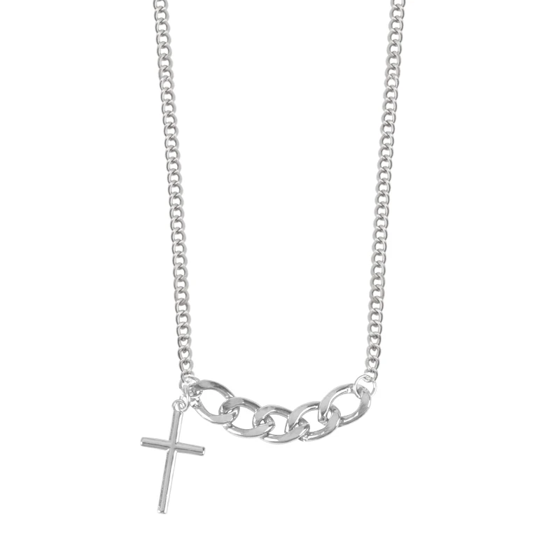 

Punk Style Hip Hop Simple Girl Necklace Cross Chain Shape Pendant Alloy Material Fashion Retro Men And Women Jewelry Gift Hot