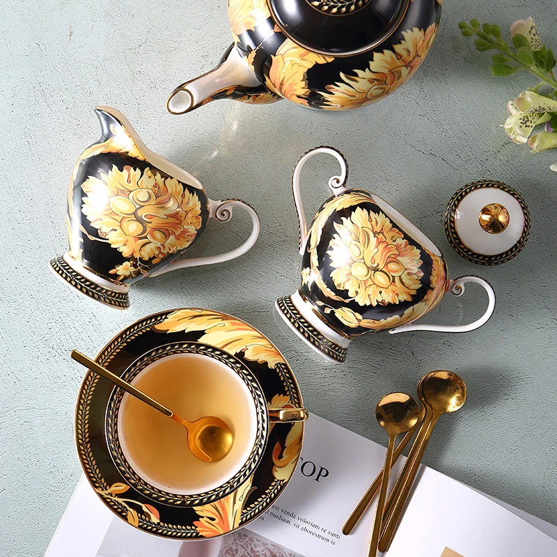 Европейский костяной фарфор кофейная чашка блюдце набор Роскошный Британский