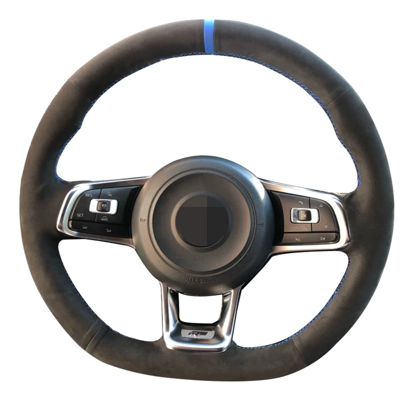 Черные Кожаные Замшевые углеродного волокна Чехол рулевого колеса автомобиля