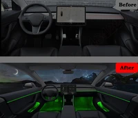 decorative ambient light led car atmosphere lamp illuminated strip 64 colors touch control for tesla model 3 2019 2022 model y