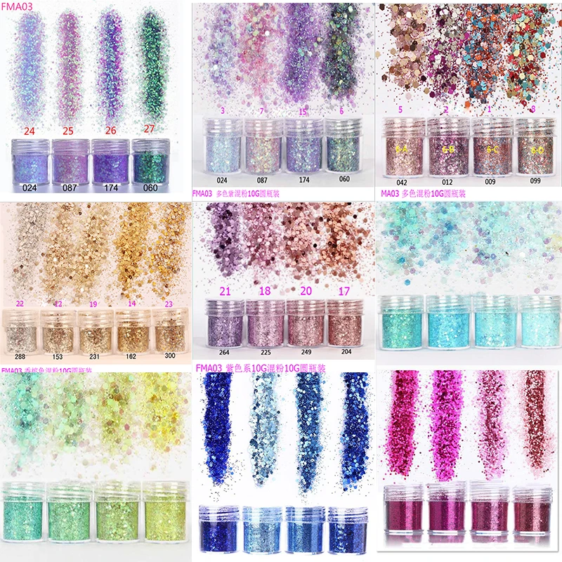 

1 Box Colorful Nail Shining Dazzling light Hexagon Sequins Ultra-thin Nail Glitter Iridescent Flakes Sparkles for Face Body Hair