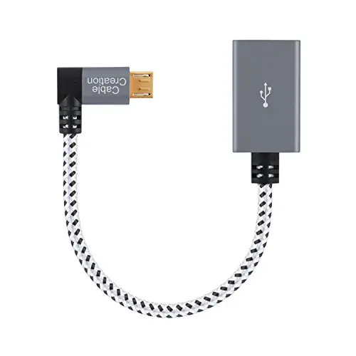 Кабель Micro USB 2 0 OTG кабель CableCreation 90 градусов прямоугольный Плетеный папа мама на