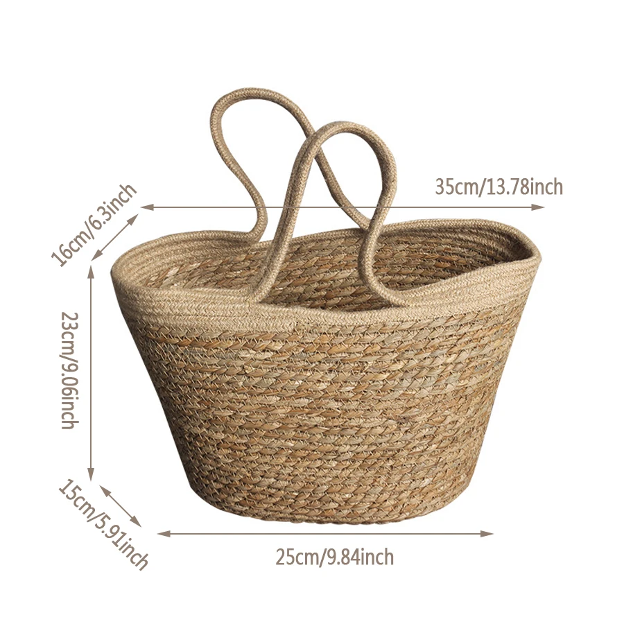 

Casual Straw Woven Top-handle Bag Ladies Fashion Summer Beach Bags Vacation Handmade Straw Woven Bags Ladies Straw Women Handbag