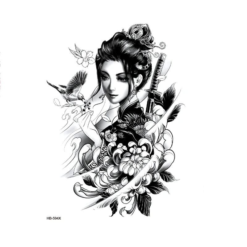 Женский воин с мечом водонепроницаемая Временная тату-наклейка татуировки на