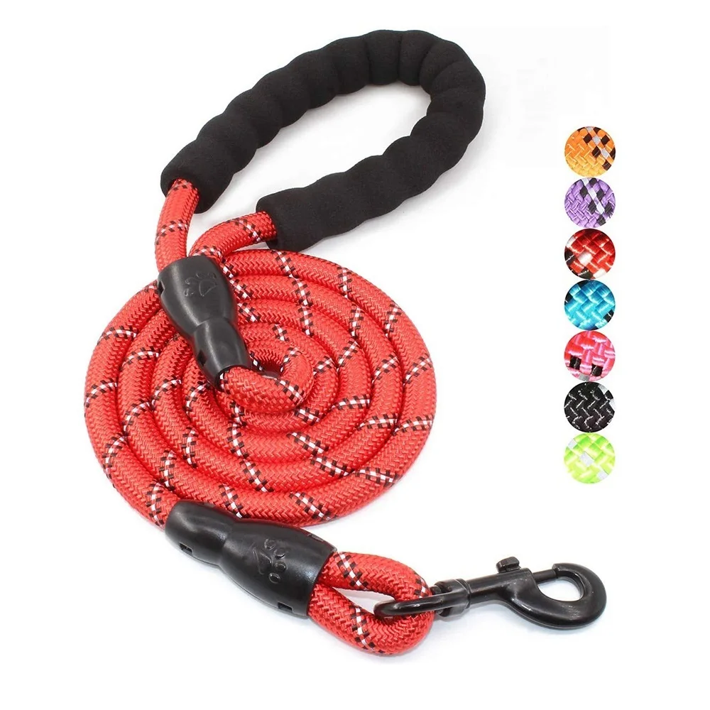 

Pet Leash Reflective Strong Dog Leash 1.5M Long with Comfortable Padded Handle Heavy Duty Training Durable Nylon Rope Leashes
